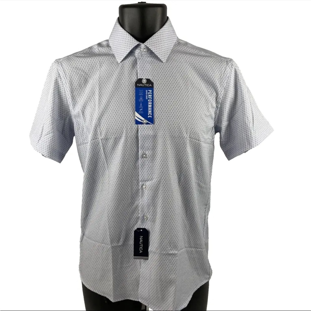 New Mens‎ Nautica Performance Super Shirt SS Button Down Sz S 14-14 1/2 NWT